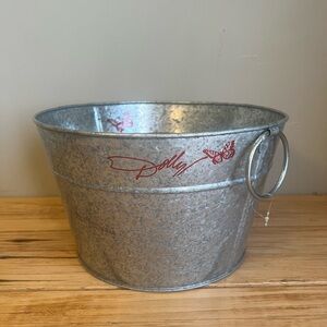 Dolly Galvanized Metal Bucket with a Red Butterfly Desig